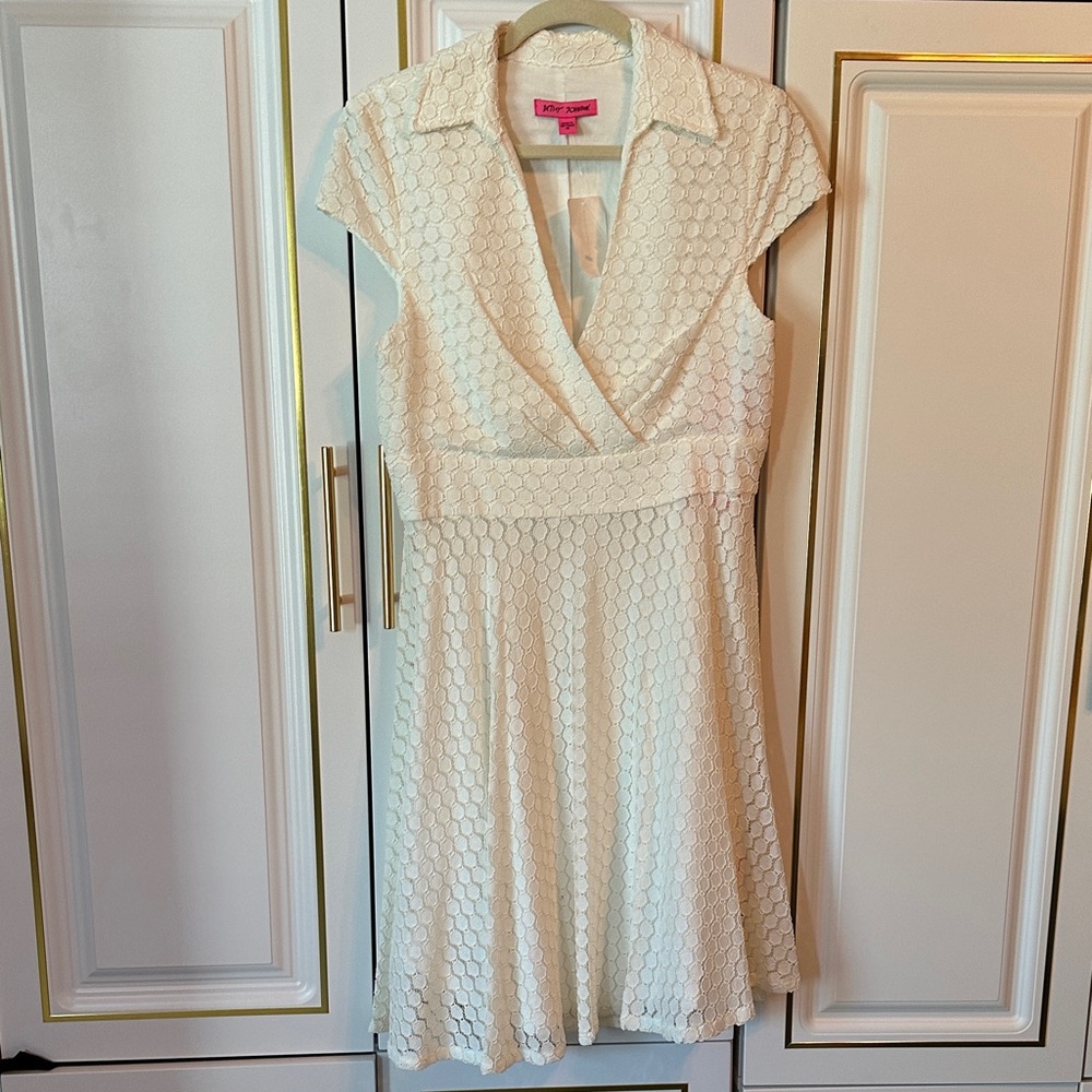 Betsey Johnson Ivory Lace Dress with Collar